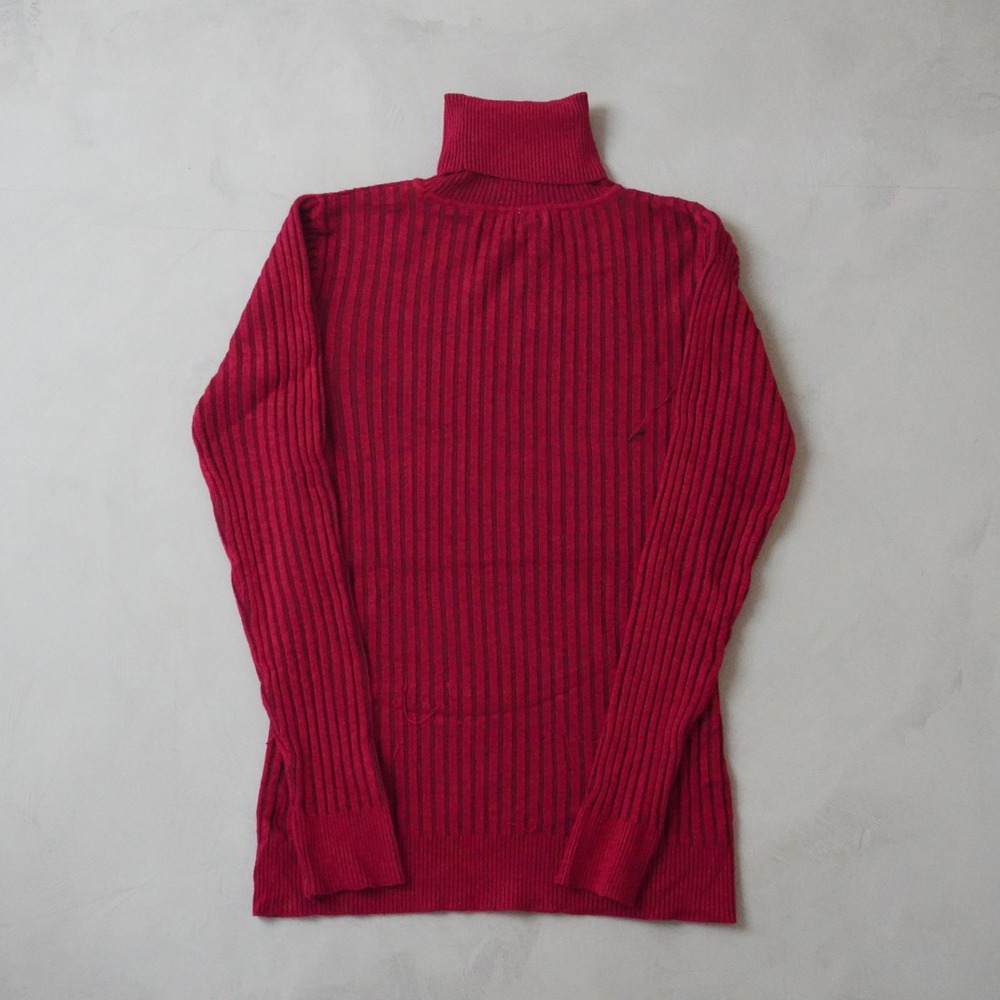 Grane Turtleneck Sweater XL Womens Red Black Ribbed Knit Long Sleeve Pullover